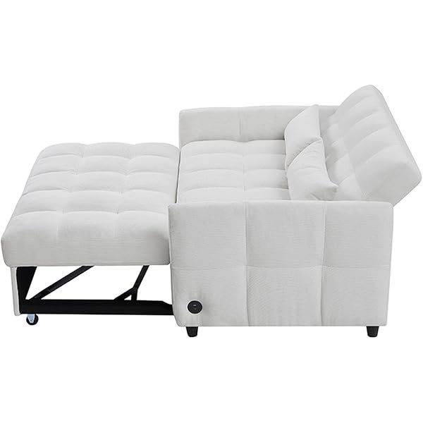 Sofá cama convertible de 52,8" con dos plazas, sofá cama capitoné 3 en 1