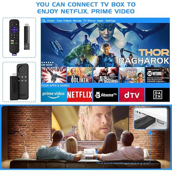 Proyector con WiFi y Bluetooth, proyector para exteriores actualizado a 2024, miniproyector de películas compatible con 1080P, sincroniza la pantalla del teléfono inteligente mediante un cable WiFi/USB para entretenimiento en el hogar