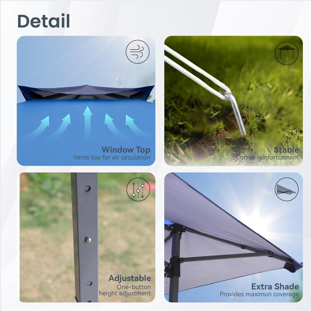 PHI VILLA - Toldo parasol con bloqueo UV de 4 x 4 m con kits de herramientas, pantalla de cenador para patio al aire libre, eventos de jardín, marrón