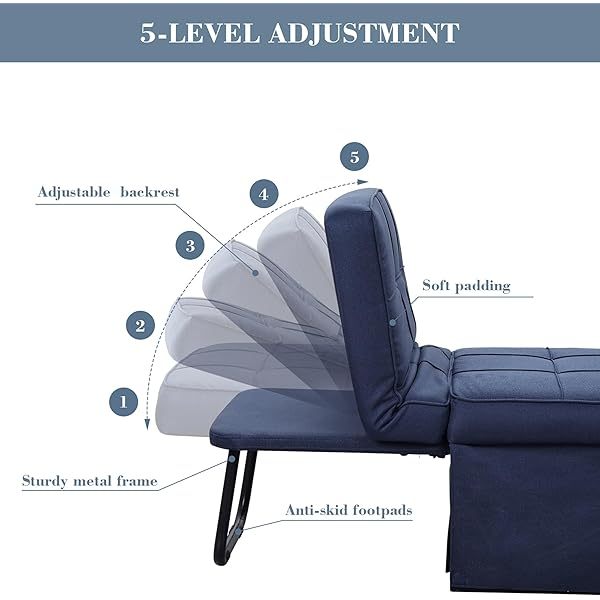Sofá cama convertible, sillón cama futón multifuncional 4 en 1