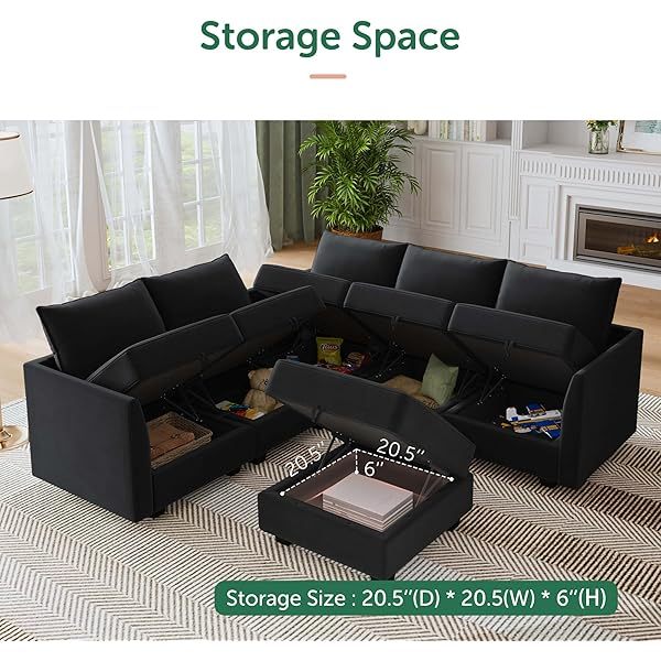 Sofá cama modular seccional con espacio de almacenamiento Sofás cama seccionales de terciopelo
