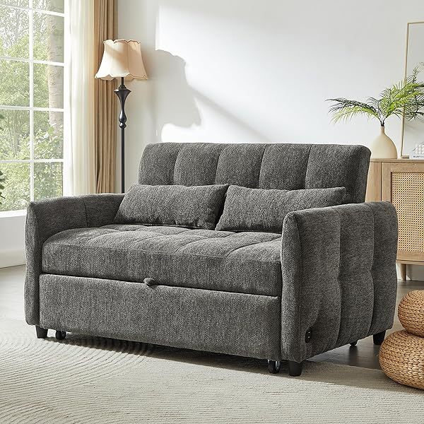 Sofá cama convertible de 52,8" con dos plazas, sofá cama capitoné 3 en 1
