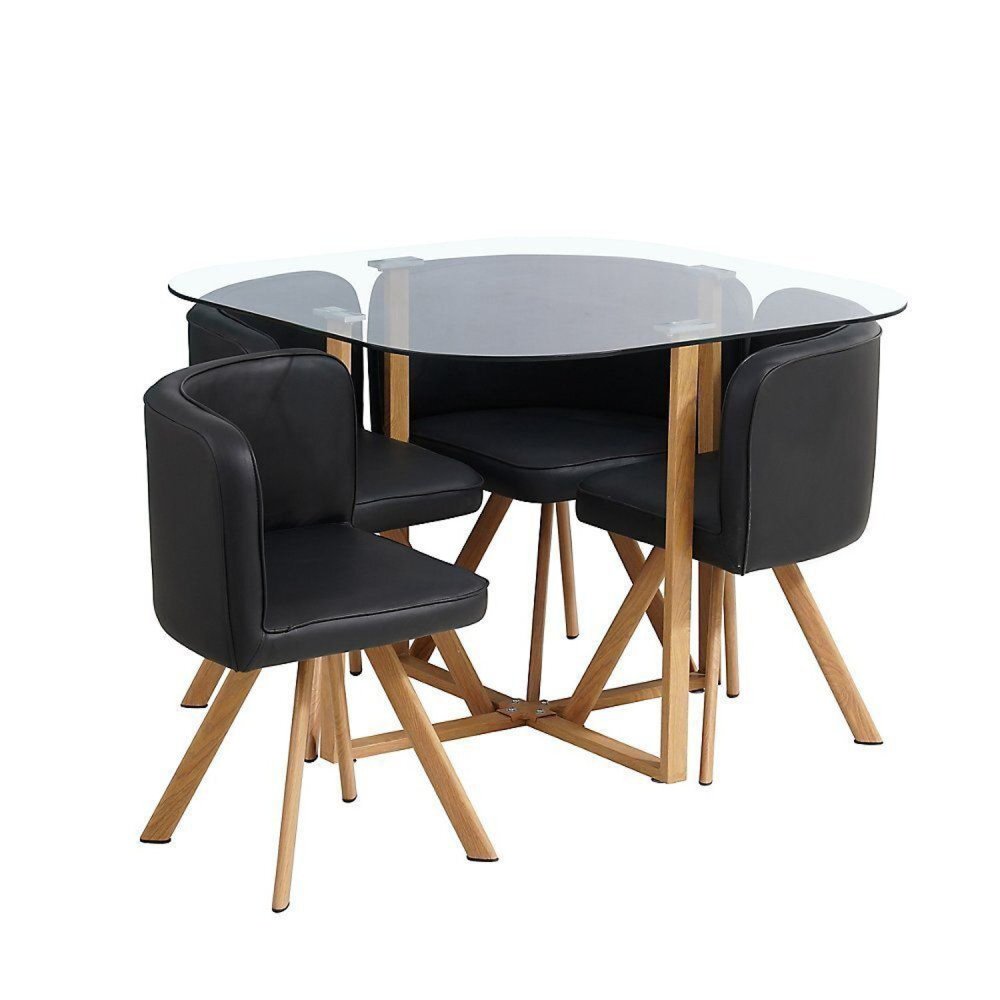 Juego de mesa de comedor (incluye 4 sillas + mesa de cristal)