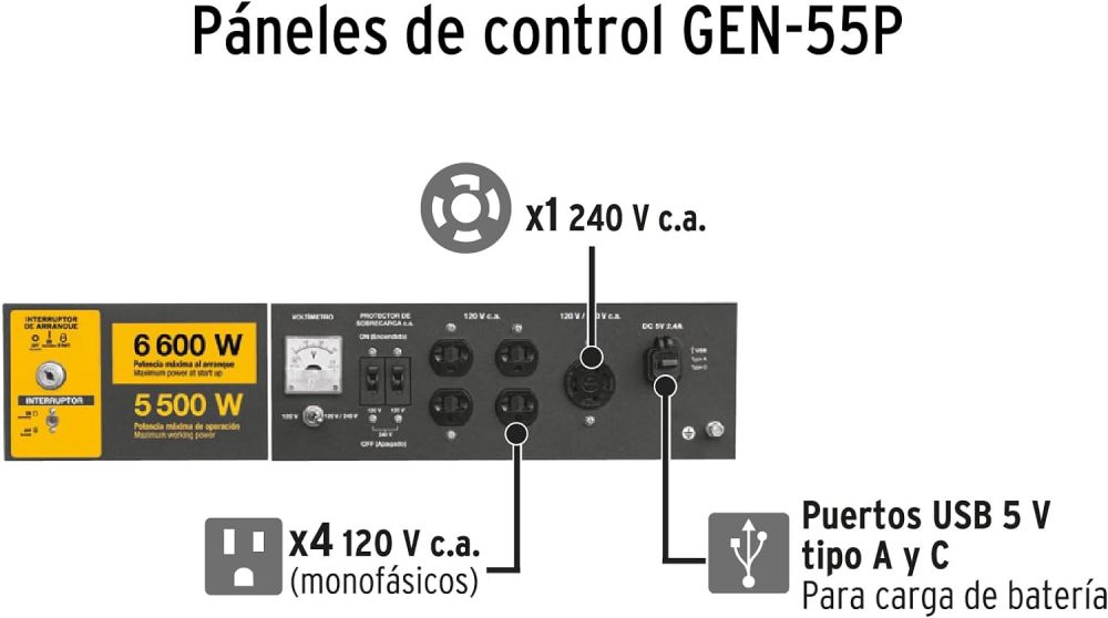 GEN-55P, Generador portátil 6.6 kW motor a gasolina