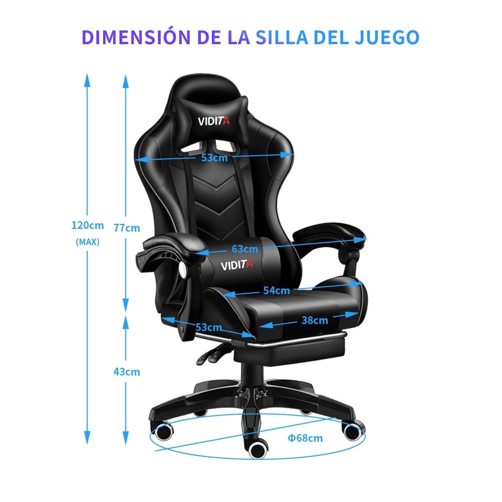 Set Silla Gamer Con Reposapiés y Escritorio Gamer K-RGB 140cm Negro