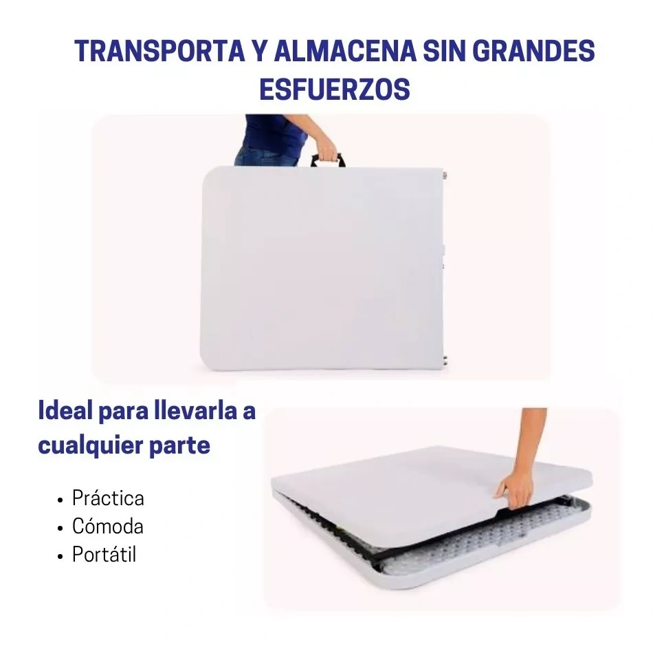 Mesa Plegable Portafolio Plástico 180cm Jardín
