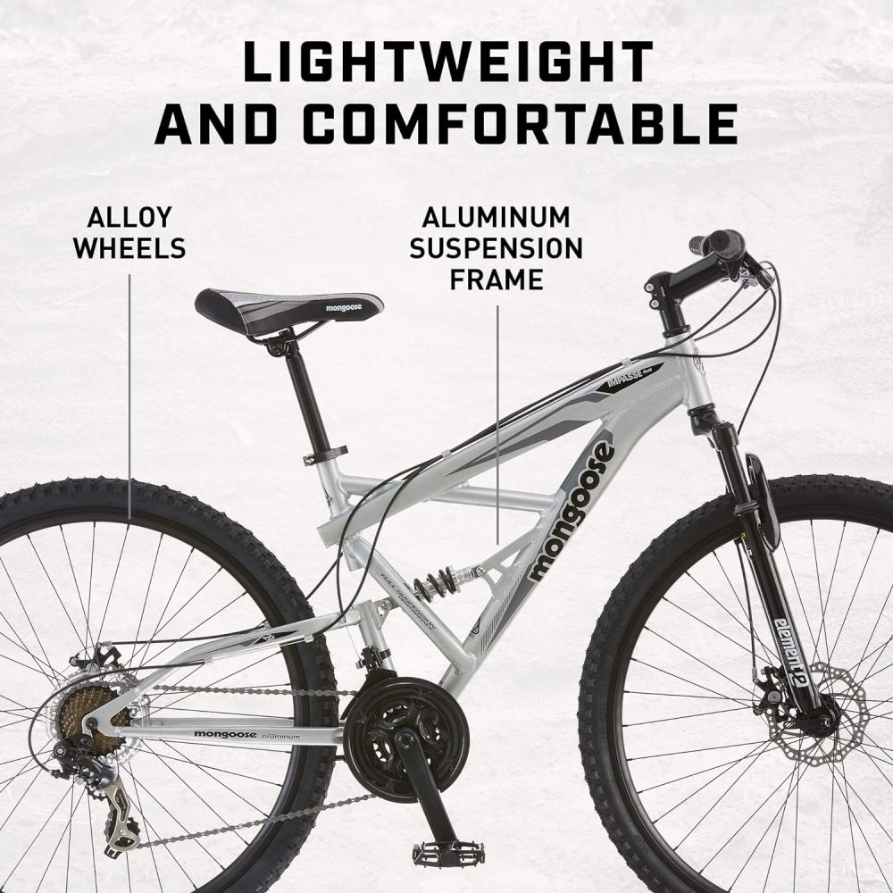 Bicicleta de montaña de suspensión completa, hombres y mujeres, marco de aluminio, palanca de cambios, desviador trasero de 21 velocidades, frenos de disco delantero y trasero