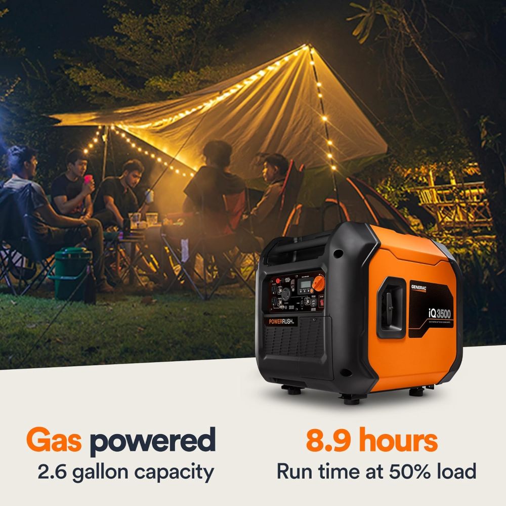 GP2500i Generador inversor portátil de 2.500 vatios de gas, diseño compacto y ligero con capacidad paralela, produce energía limpia y estable, compatible con CARB, naranja/negro