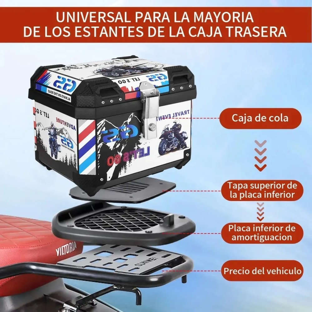 Caja Para Moto Cajuela Casco Maletero Equipaje Trasero 46l