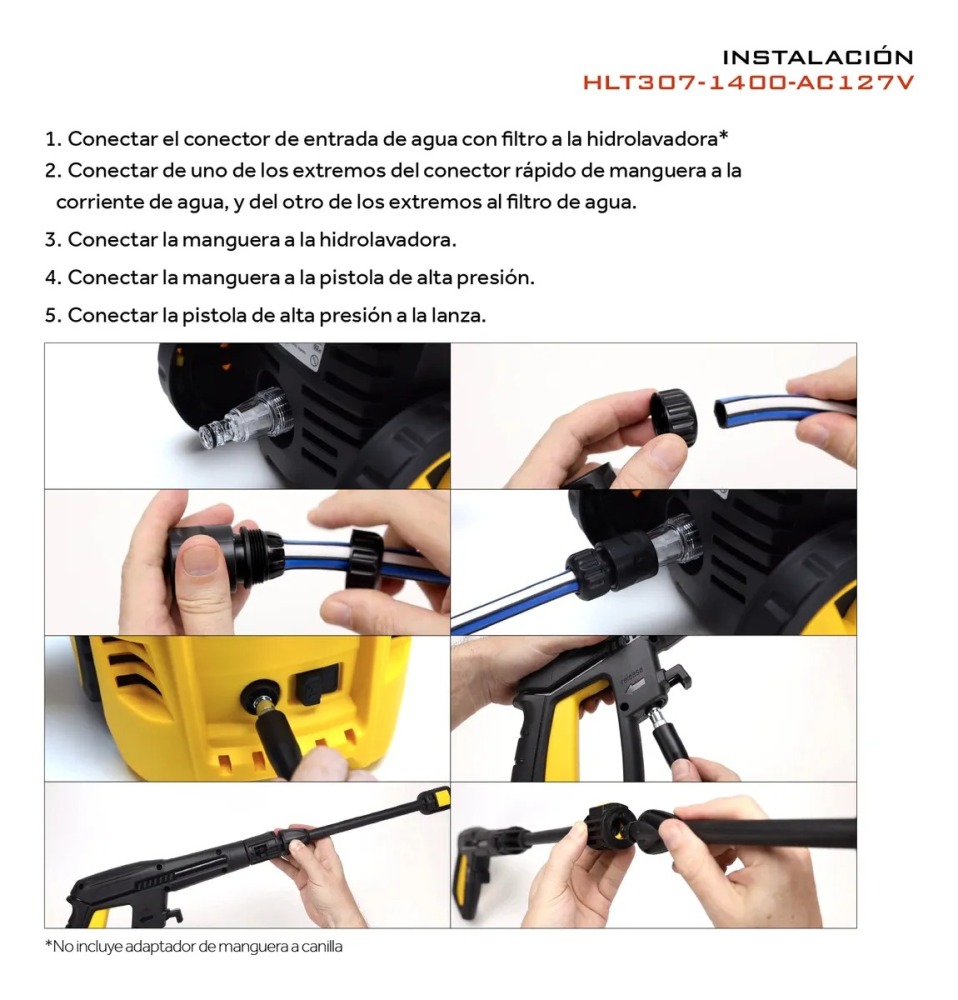 Hidrolavadora Electrica HLT307 1400W Alta presion 1600 Psi 110 Bar