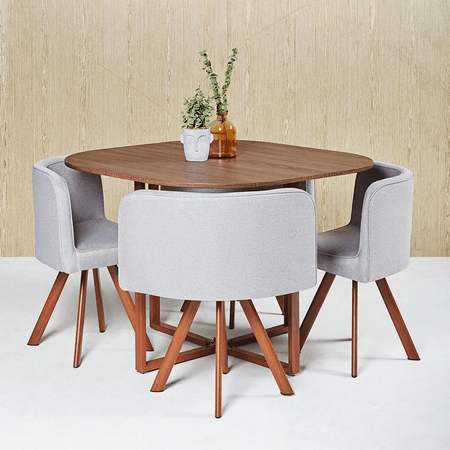 Juego de Comedor Ahorra Espacio 4 Sillas Gris