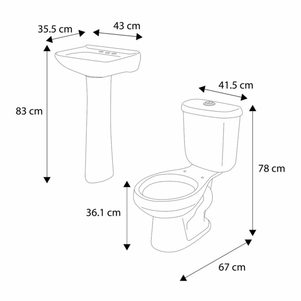 PAQUETE SANITARIO CON LAVABO DE 2 PIEZAS FUTURA II DUAL