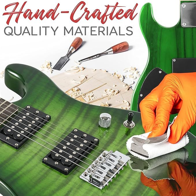 Guitarra Eléctrica con Amplificador, Madera Maciza, Incluye Accesorios Ideal para Principiantes, Tamaño Completo, Humbucker, 3 Vías, Rojo Madera