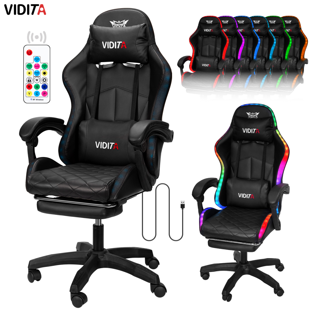 Silla Gamer RGB K-night Reclinable Con Masajeasdor Reposapiés Negra