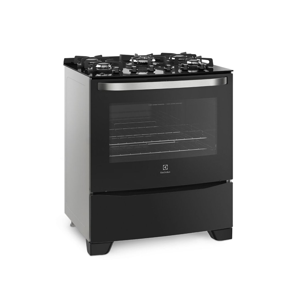 Cocina  con Vidrio Templado de 5 Quemadores Negra 76GS