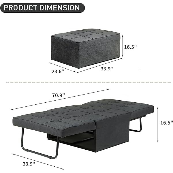 Sofá cama convertible, sillón cama futón multifuncional 4 en 1