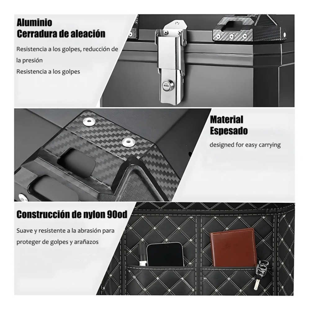 Baul Trasero Caja Moto Abs Respaldo Acojinado 45l