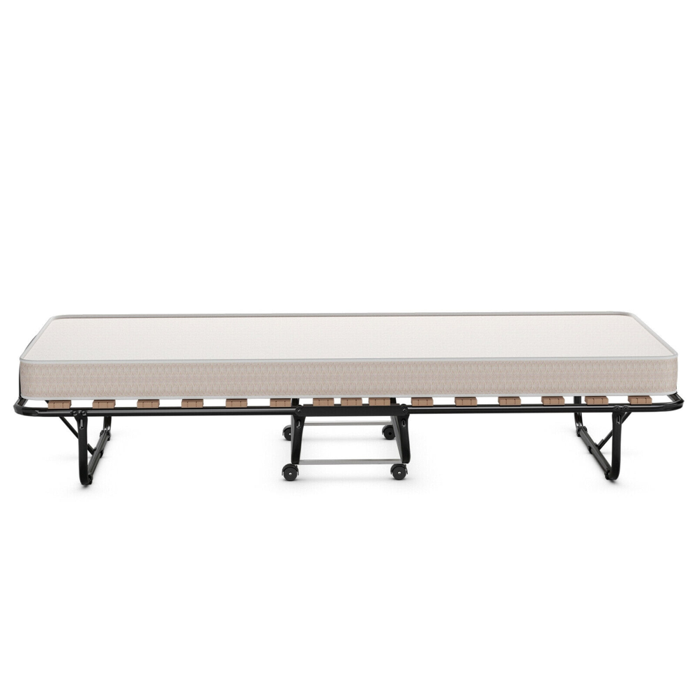 Cama plegable para invitados adicionales con colchón de espuma viscoelástica fabricada en Italia