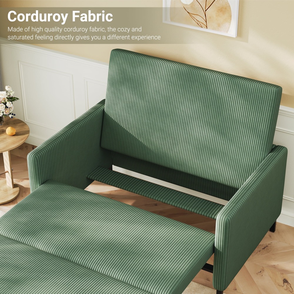 Sofá Cama Convertible de Chenille, Loveseat para 2 Personas con Brazos Modernos