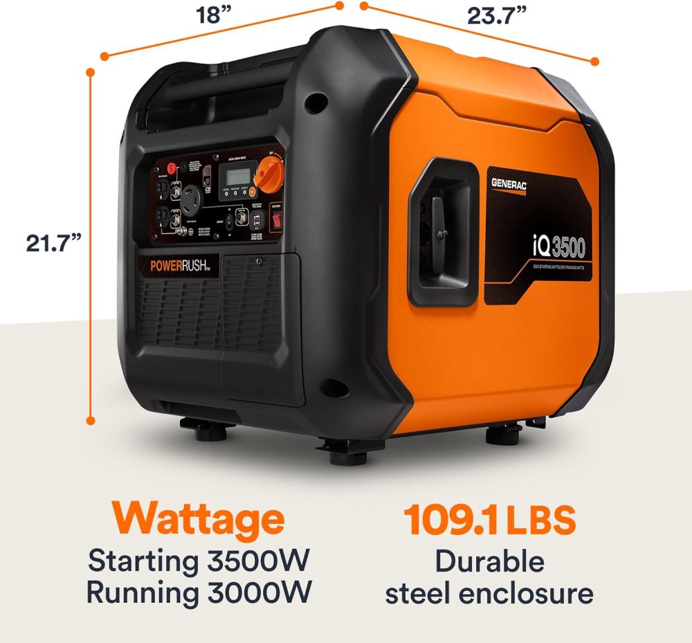 GP2500i Generador inversor portátil de 2.500 vatios de gas, diseño compacto y ligero con capacidad paralela, produce energía limpia y estable, compatible con CARB, naranja/negro
