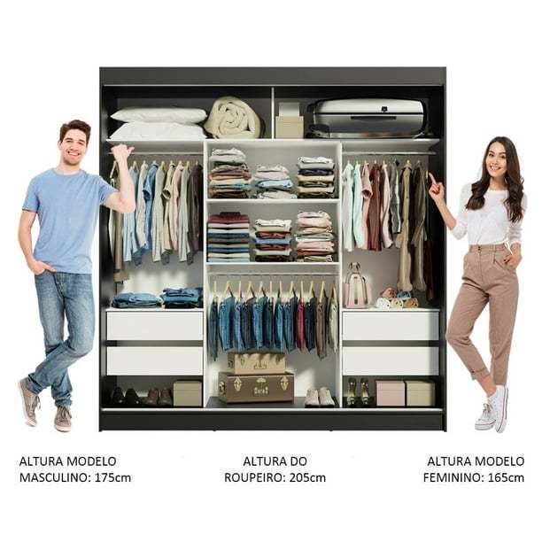 Ropero Closet  3 Puertas Corredizas Negro/Marrón