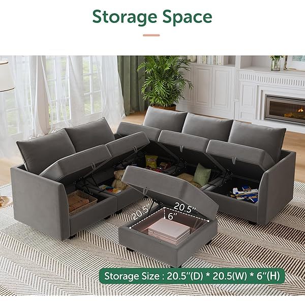 Sofá cama modular seccional con espacio de almacenamiento Sofás cama seccionales de terciopelo