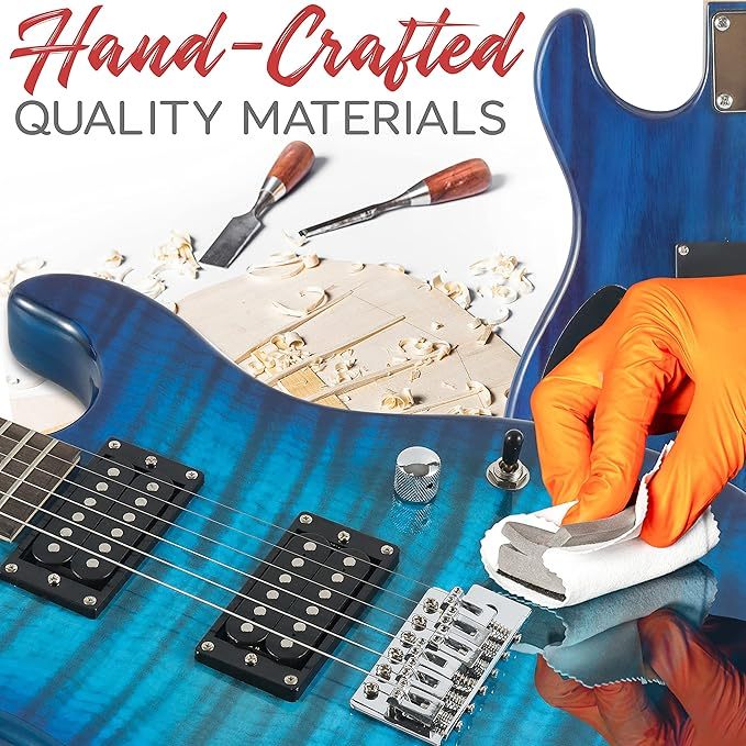 Guitarra Eléctrica con Amplificador, Madera Maciza, Incluye Accesorios Ideal para Principiantes, Tamaño Completo, Humbucker, 3 Vías, Rojo Madera