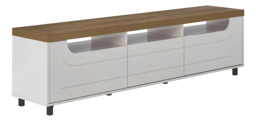 Mueble Para Tv 75 En Mpd 200cm Con Soporte Pino Con Blanco