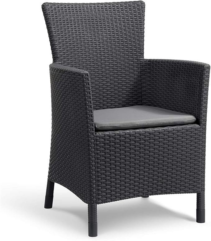 Set de Balcon Iowa, 3 Piezas, Simil Rattan Fabricado en Resina de Alta Calidad, Color Grafito