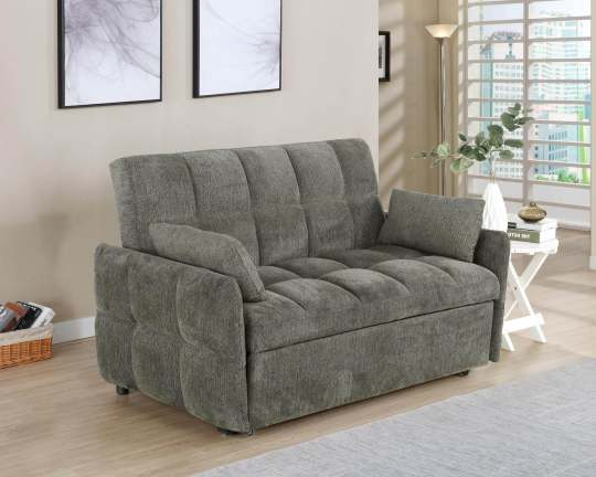FrostGlen Tufted Cushion Sleeper Sofa Bed Dark Grey