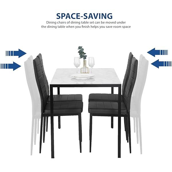 Dining Table Set Glass Dining Room Table Set  Home Furniture Rectangular Modern (Black Glass)