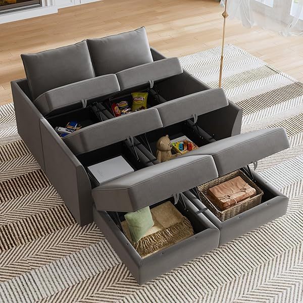 Sofá cama modular seccional con espacio de almacenamiento Sofás cama seccionales de terciopelo