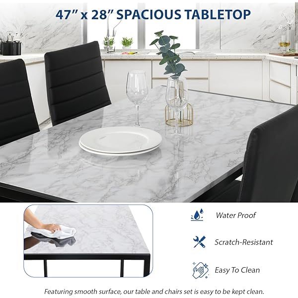 Dining Table Set Glass Dining Room Table Set  Home Furniture Rectangular Modern (Black Glass)