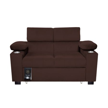Sofá Cama Baltimore con Porta Vasos y Bolsillos Laterales 2 plz Gris Claro