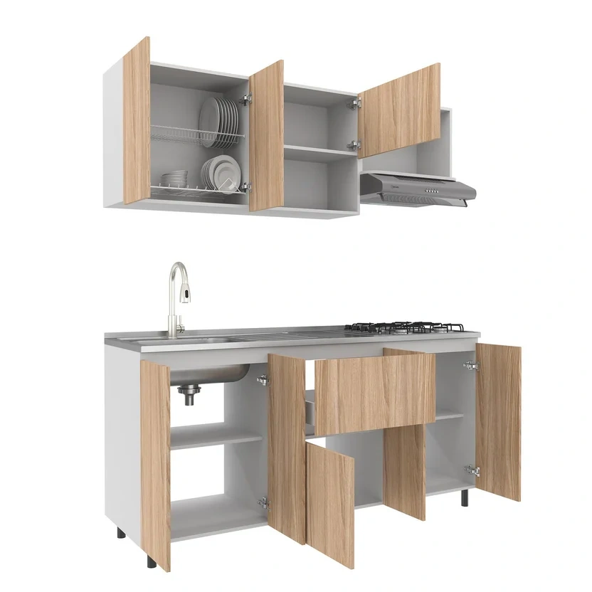Cocina Integral 1.80 Metros  Incluye Mesón Poceta Izquierda con 4 Fogones a Gas