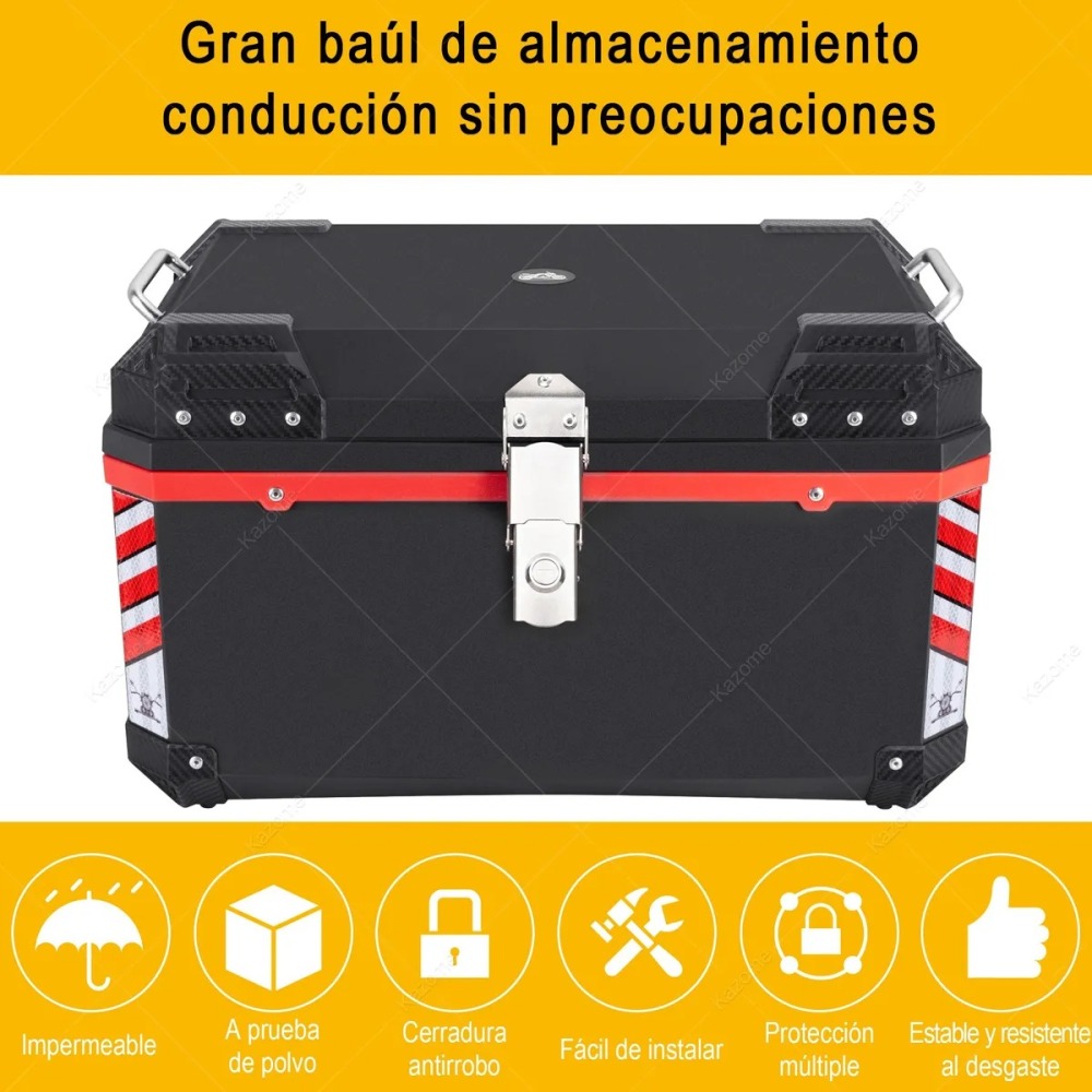 65 L Cajas Para Moto Top Case Impermeable Acomodar 2 Cascos