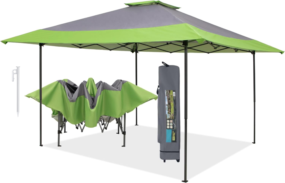 PHI VILLA - Toldo parasol con bloqueo UV de 4 x 4 m con kits de herramientas, pantalla de cenador para patio al aire libre, eventos de jardín, marrón