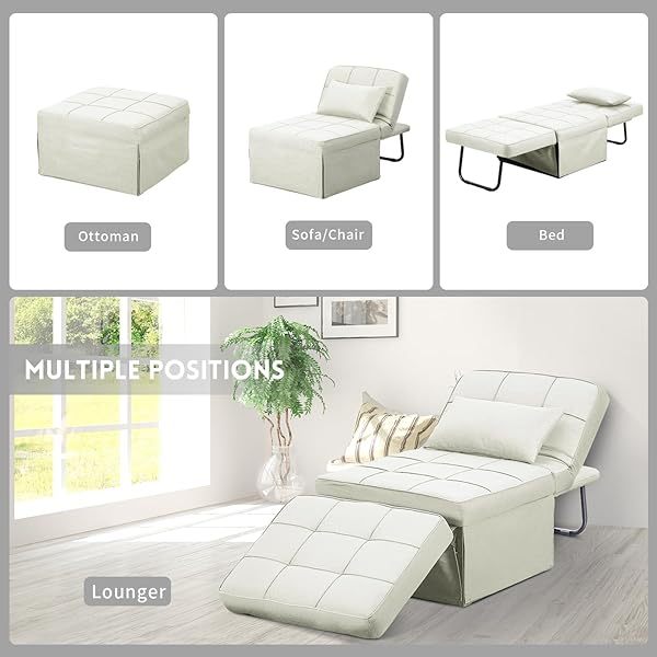 Sofá cama convertible, sillón cama futón multifuncional 4 en 1