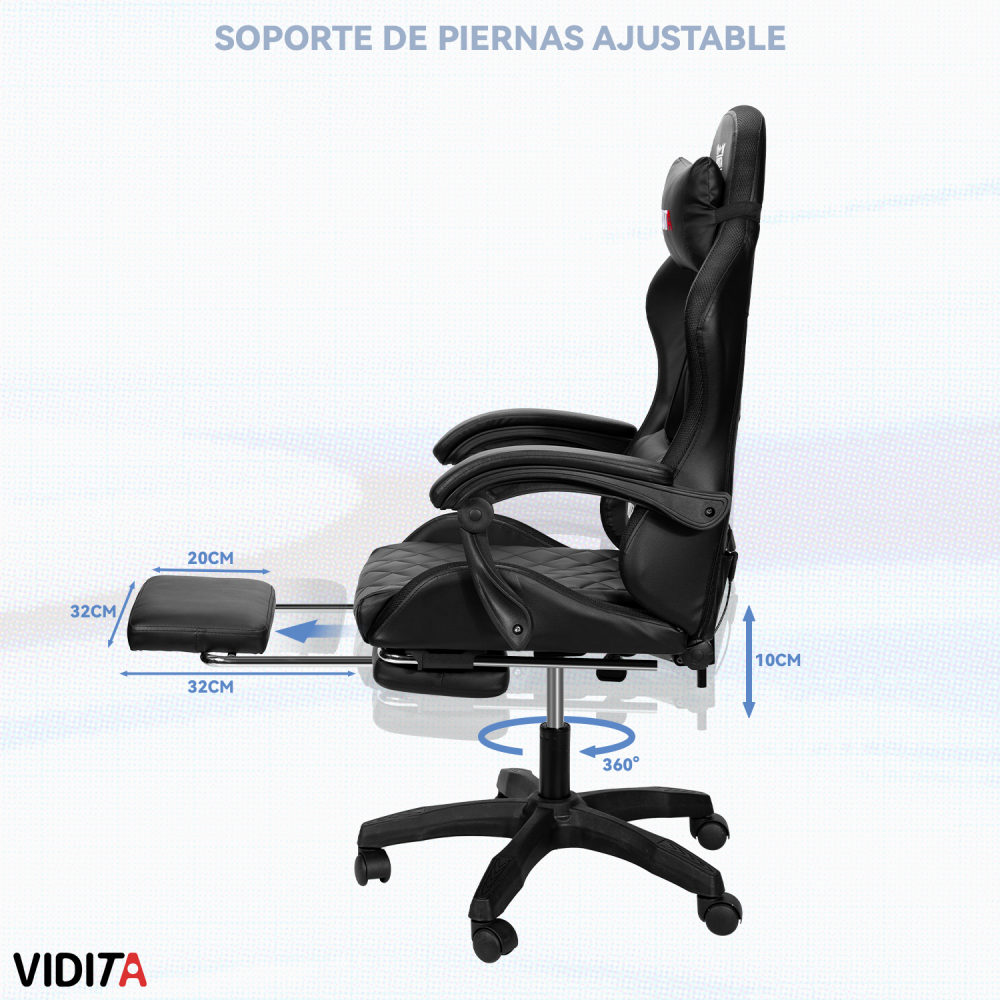 Silla Gamer RGB K-night Reclinable Con Masajeasdor Reposapiés Negra
