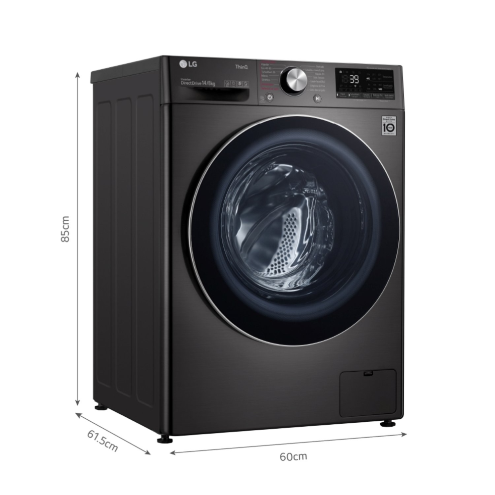 Lavaseca WD14BVC2S6C 14/8Kg AI DD Carga Frontal Negro Acero