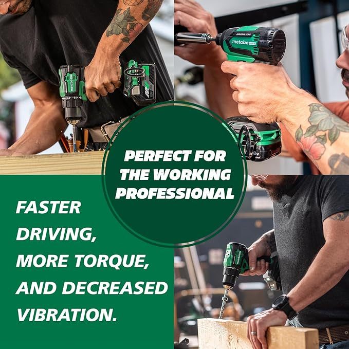 Metabo HPT - Kit combinado de taladro inalámbrico sin escobillas MultiVolt™ de 18 V, incluye baterías de 2 a 18 V, 2.0 Ah, KC18DEXQB