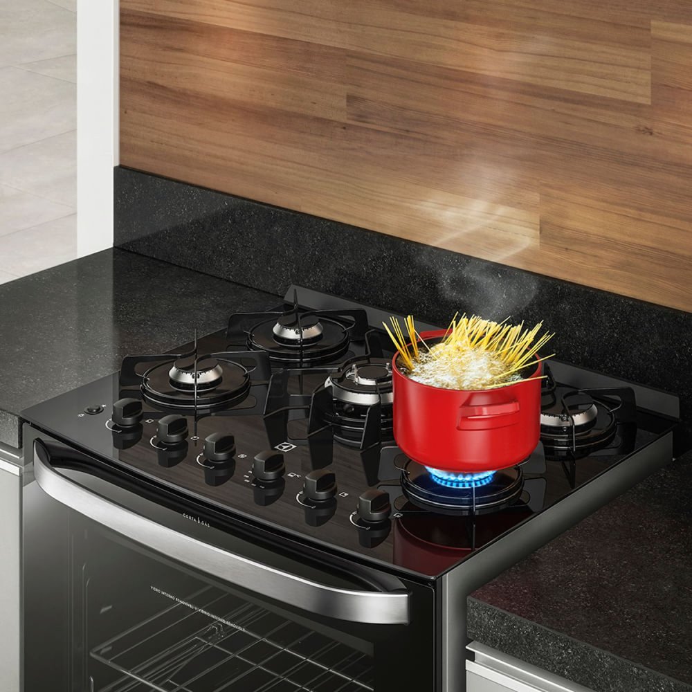 Cocina  con Vidrio Templado de 5 Quemadores Negra 76GS