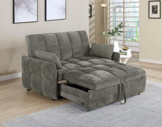 FrostGlen Tufted Cushion Sleeper Sofa Bed Dark Grey