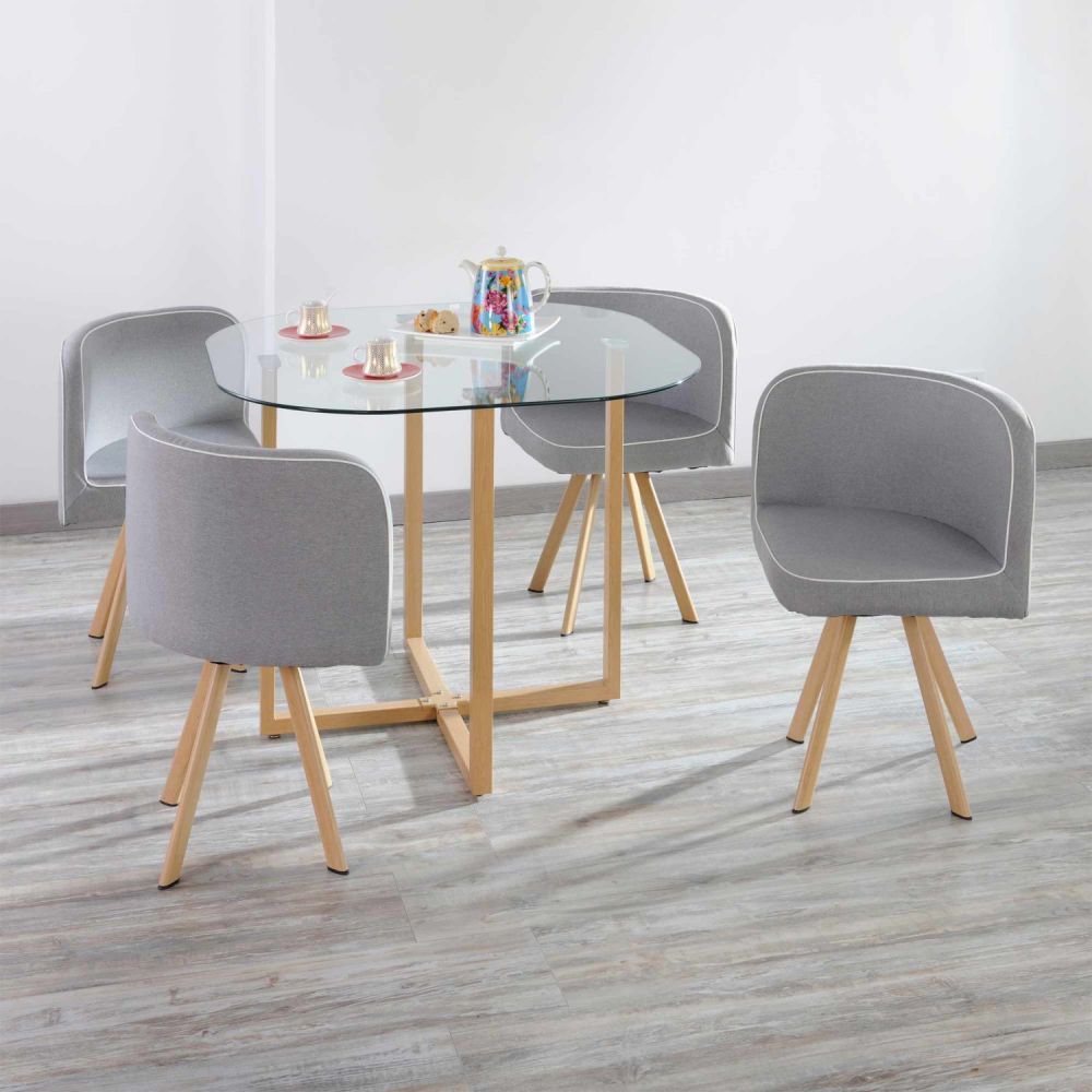 Juego de Comedor Graph 4 Puestos de Vidrio 100x100x75 cm
