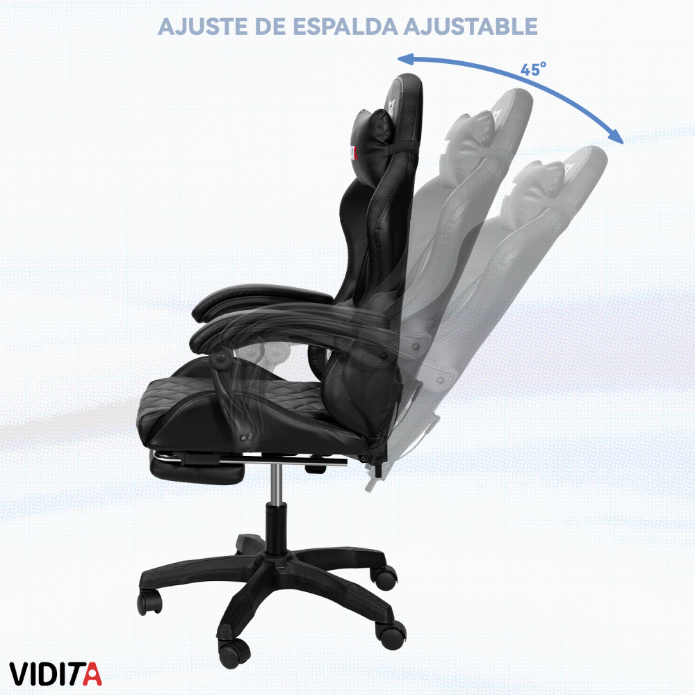 Silla Gamer RGB K-night Reclinable Con Masajeasdor Reposapiés Negra