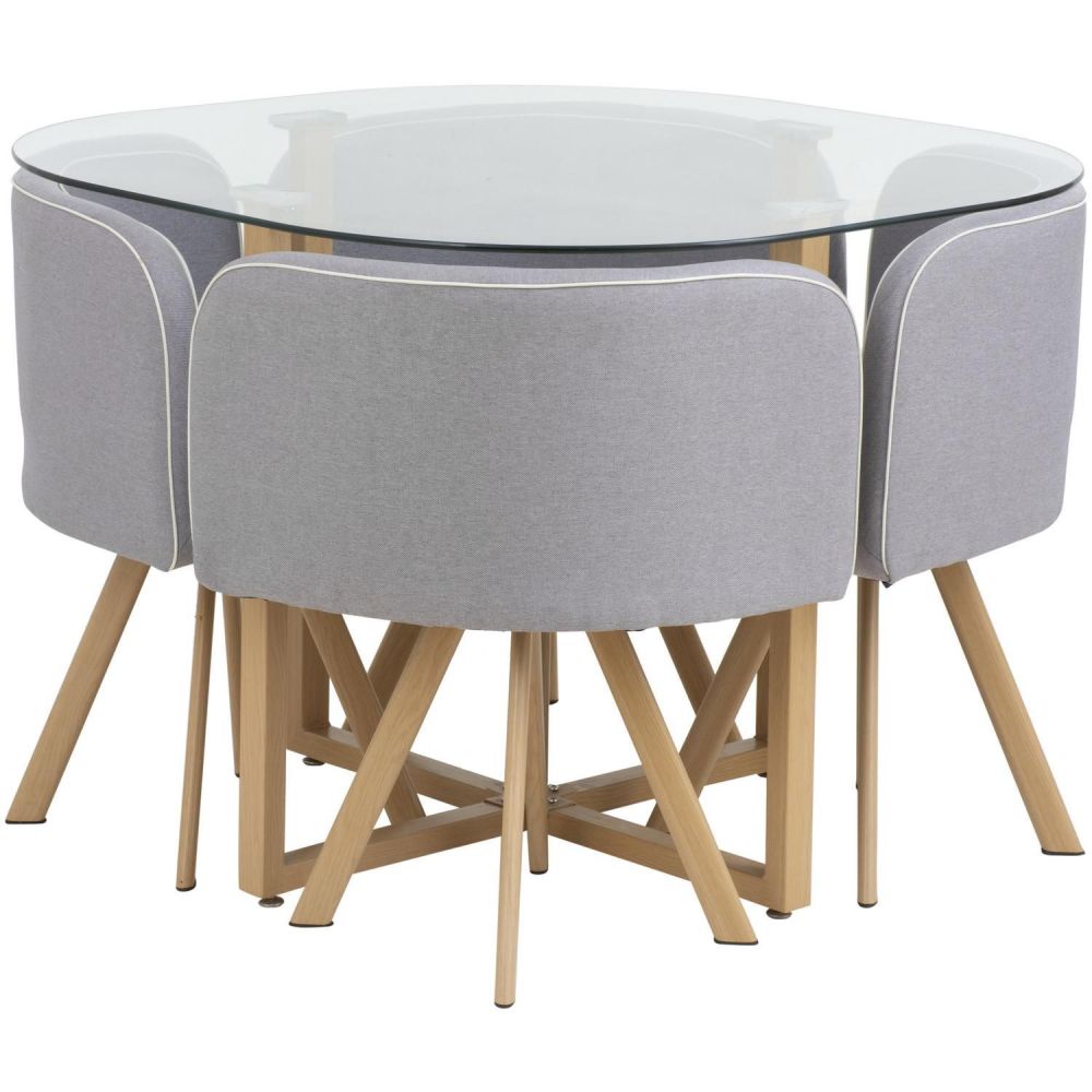 Juego de Comedor Graph 4 Puestos de Vidrio 100x100x75 cm