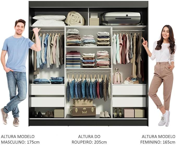 Ropero Closet con 3 Puertas y 1 Espejo Reno