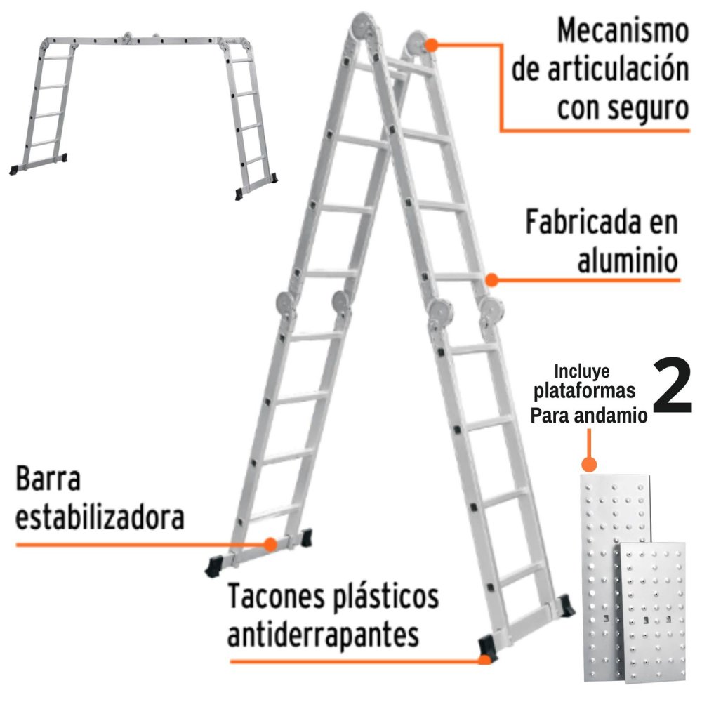 Escalera Multiposición 16 pasos escalera articulada