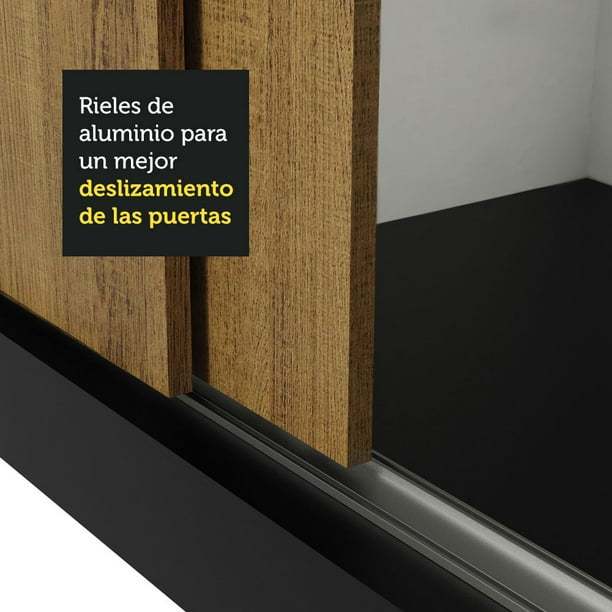 Ropero Closet  3 Puertas Corredizas Negro/Marrón