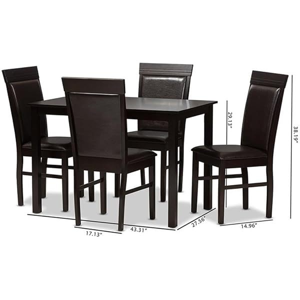 Juego de comedor de 5 piezas en color marrón oscuro